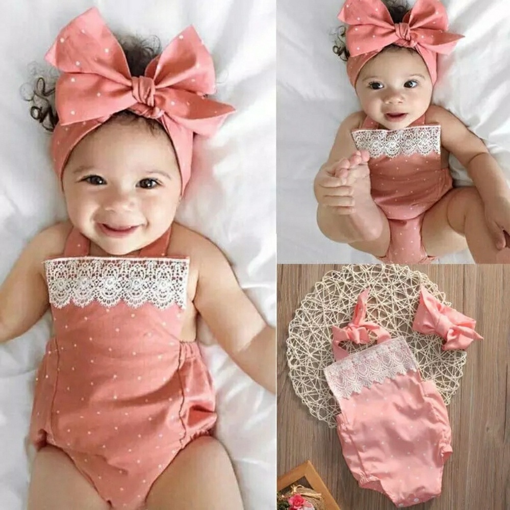 Infant Girl Romper & Headband Set